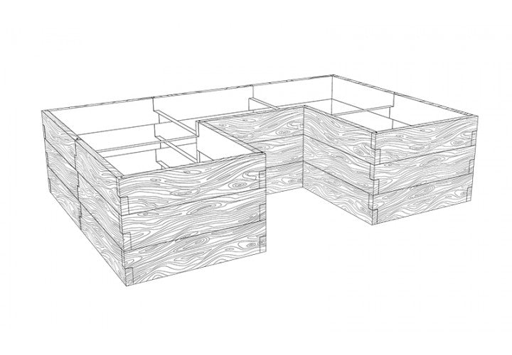 Schematische Zeichnung Hochbeet in U Form