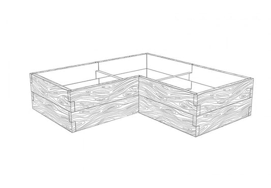 Schematische Zeichnung Hochbeet in L Form