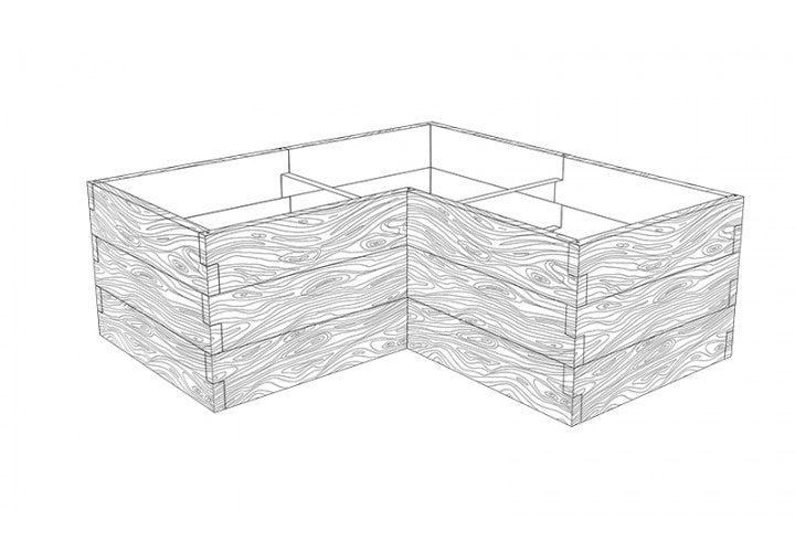schematische Zeichnung Hochbeet in L Form