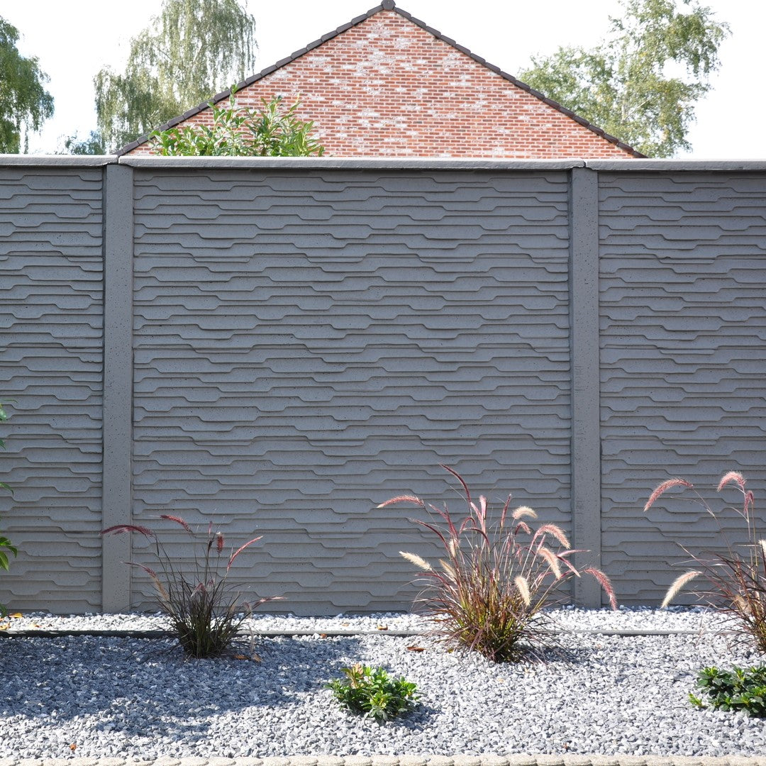 Betonzaun Modell Murano mit grafischem Muster in anthrazit